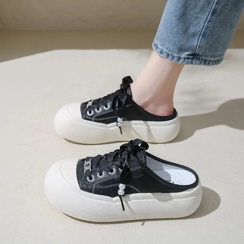 binfenxie  -  Summer Women's Slip On Platform Walking Mules Shoes Backless Fashion Casual Loafers Cute Slides Sneakers for Ladies