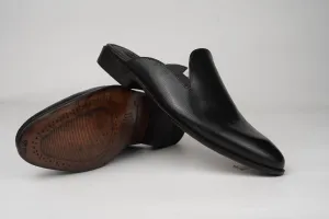 Black Whole Cut loafer Backless Slip On Mule Custom Made-To-Order Shoes  Premium Quality Handmade Patent leather