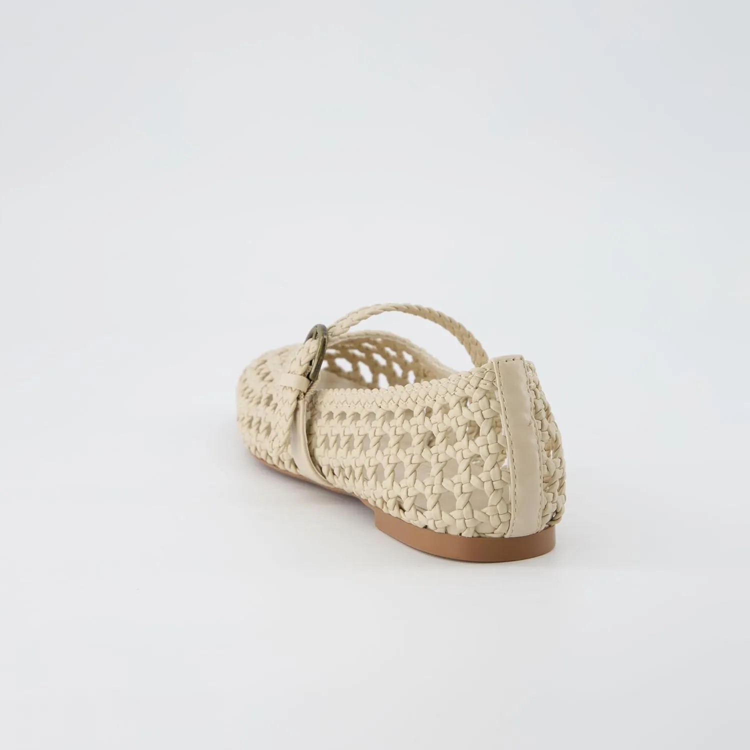 CUSHIONAIRE Weston Womens Hand Woven Dressy Ballet Flats  Faux Leather Mary Jane with Adjustable Strap & Memory Foam