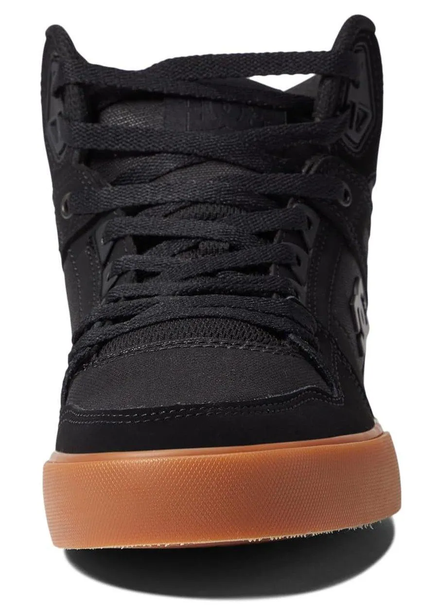 DC Pure High Top Black Gum Mens Leather Skate Trainers
