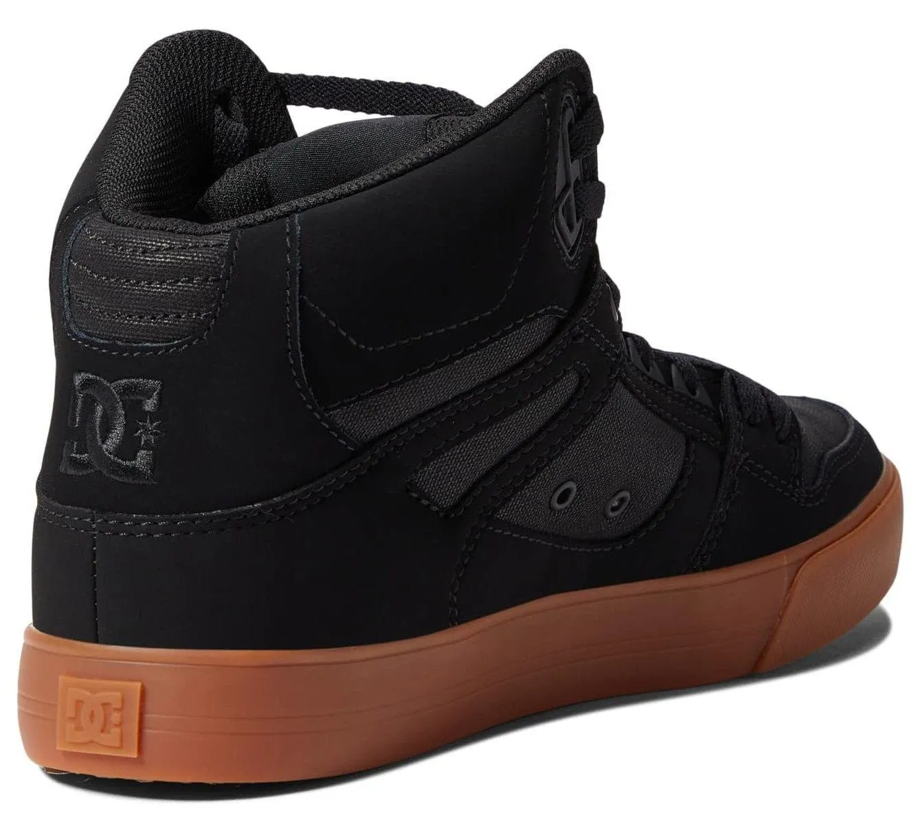 DC Pure High Top Black Gum Mens Leather Skate Trainers