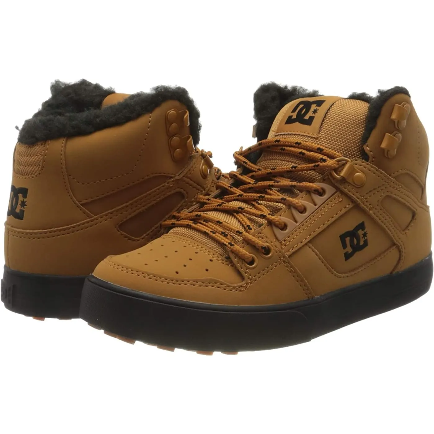 DC Pure High Top WC WNT Wheat Black Mens Leather Hi Trainers