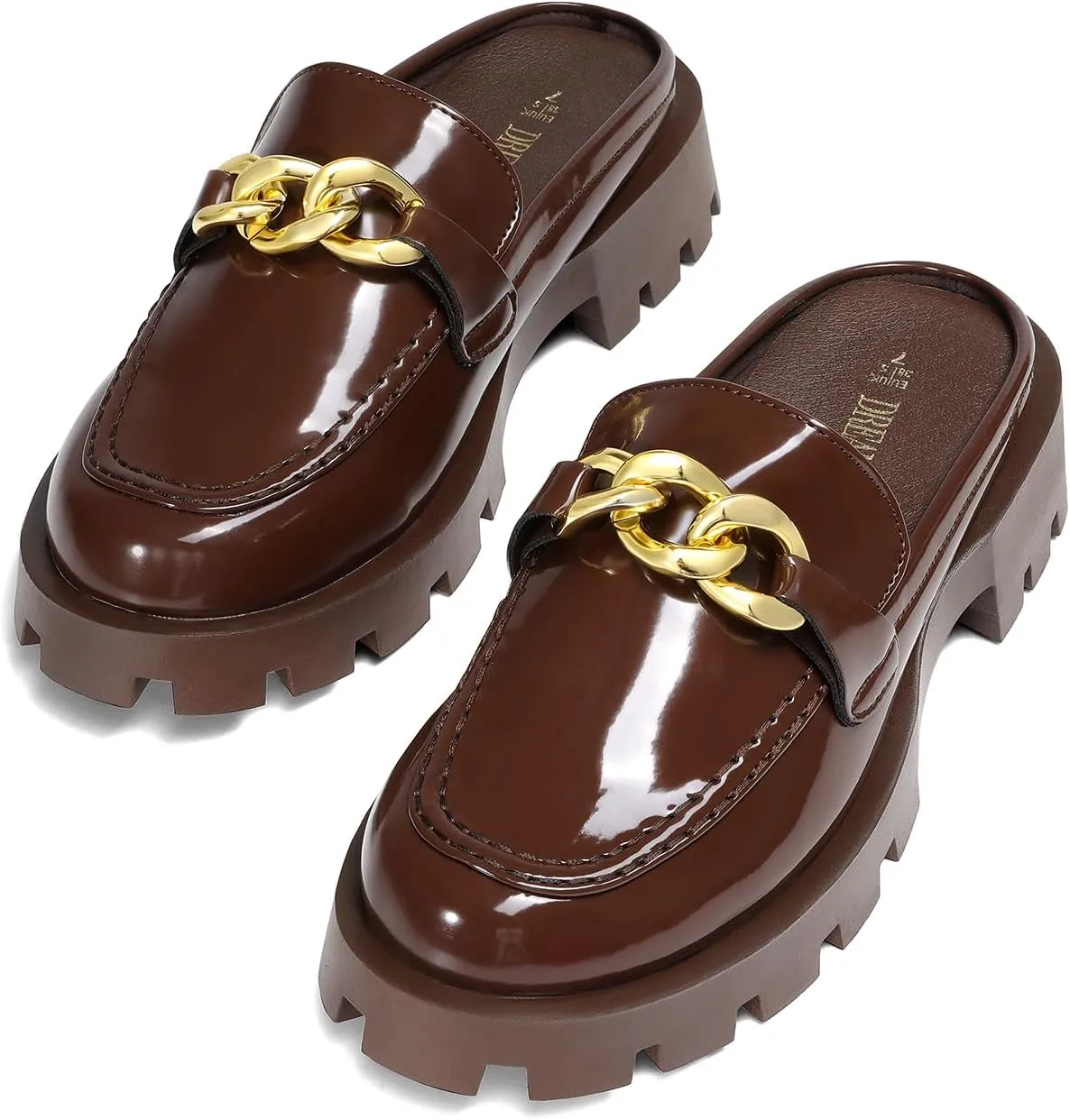 DREAM PAIRS Mules for Women Slip On Shoes Platform Thick Comfortable Womens Chunky Flat Slides Slippers Loafers