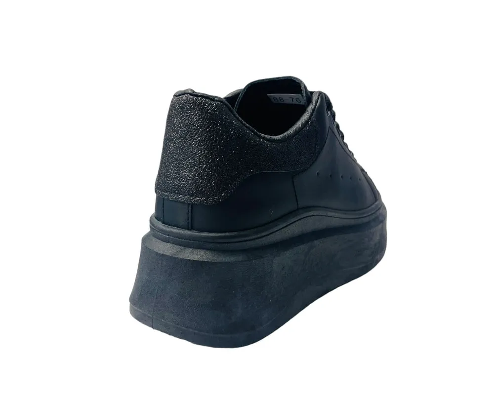 Faux Leather Chunky Sole Lace Up Trainers