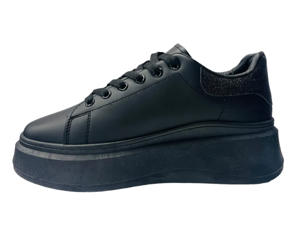 Faux Leather Chunky Sole Lace Up Trainers