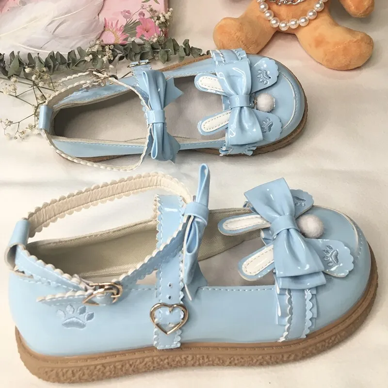 Hnzxzm New Flats Mary Janes Shoes Lolita Women Sandals Spring Summer Bow Sweet Designer Platform Buckle Strap Fashion Women Shoes