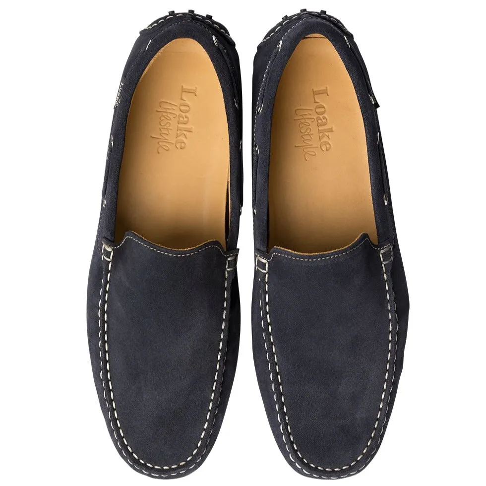 Loake Donington Driving Shoe - Navy Suede