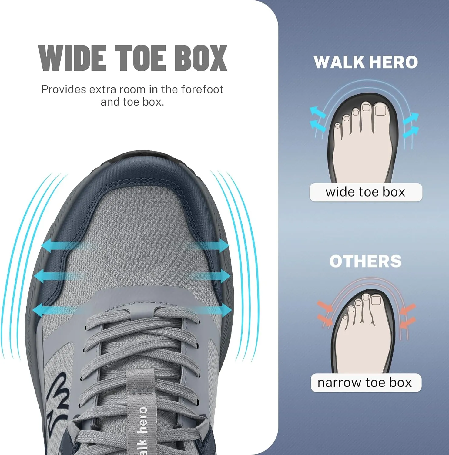 Mens Hiking Shoes for Plantar Fasciitis, Lightweight Waterproof Shoe with Non Slip Rubber Sole, Orthopedic Walking Shoes Sneakers with Arch Support for Foot & Heel Pain Relief