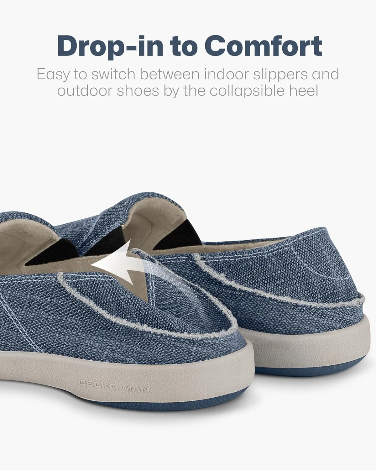 Mens Slip On Shoes, Mens Boat Shoes with Arch Support, Orthopedic Canvas Loafers for Plantar Fasciitis, Indoor & Outdoor Walking Slippers Shoes for Pain Relief