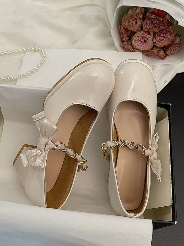 Mqtime Mary Janes Round Toe Heels Woman Casual Korean Fashion Pure Color Shoes Beach Elegant Sandals Woman Summer Bow Desgin