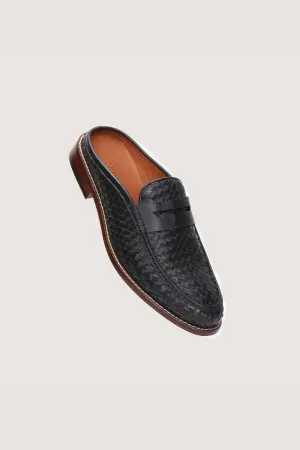 Penny Backless Woven Leather Mules