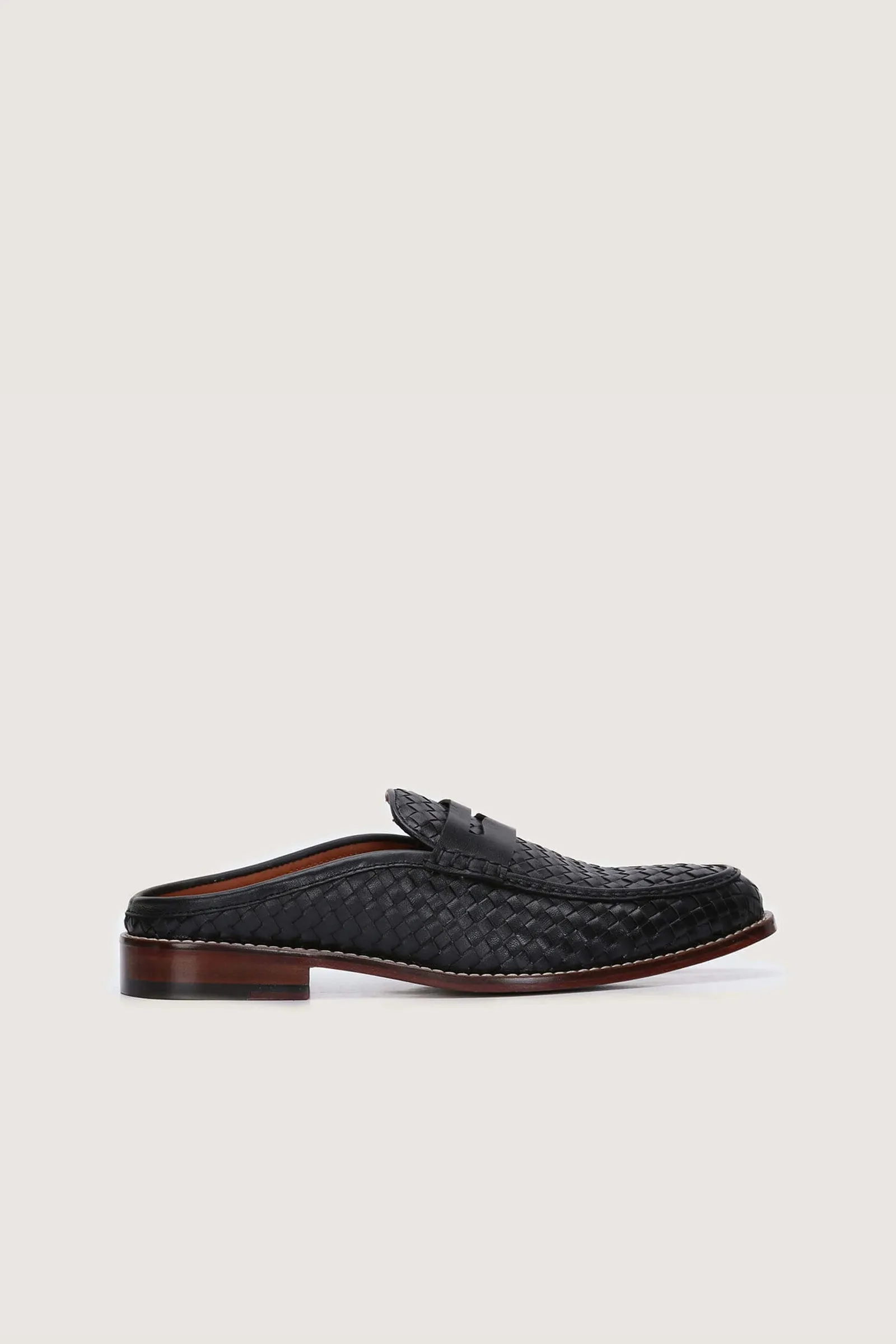 Penny Backless Woven Leather Mules