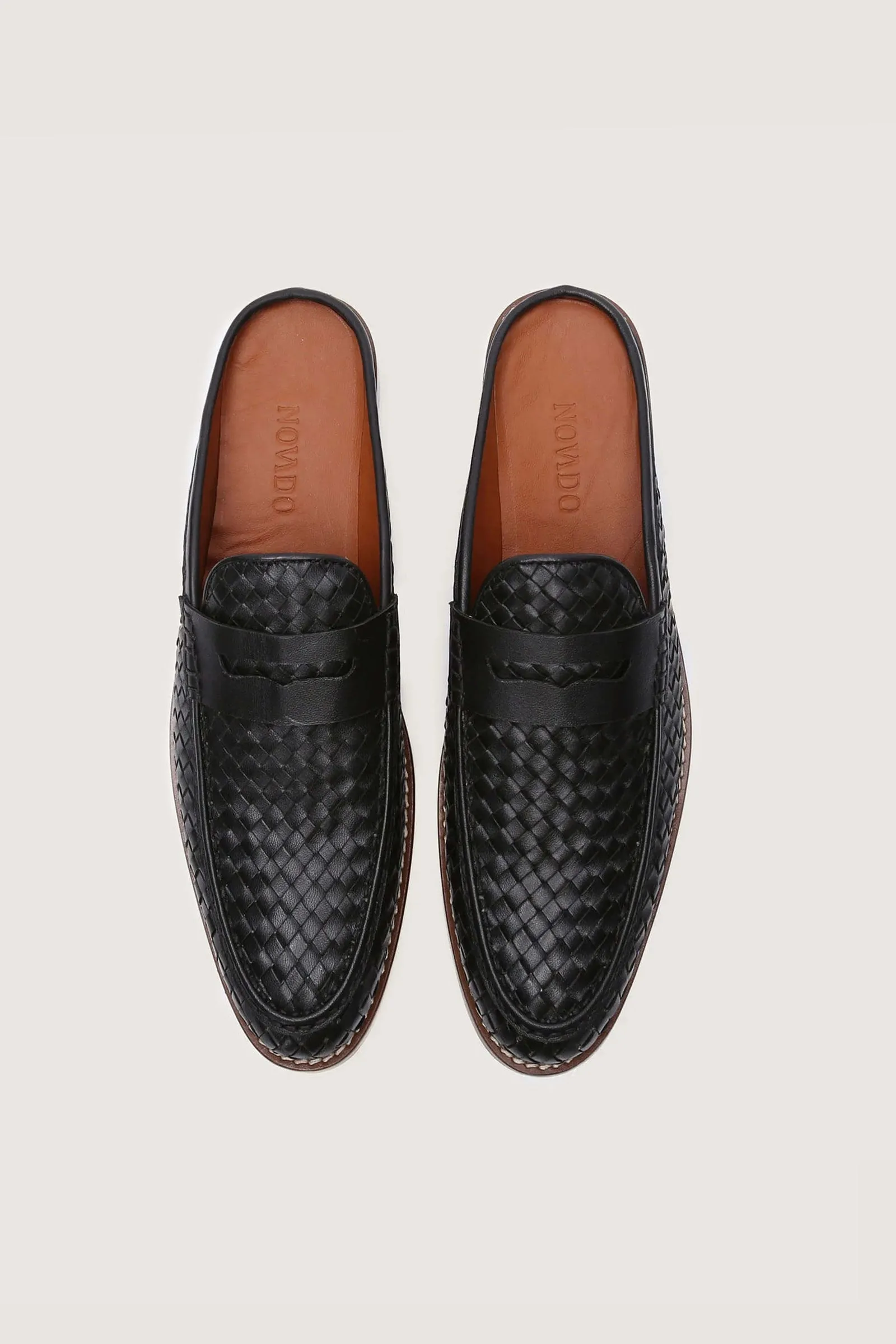 Penny Backless Woven Leather Mules