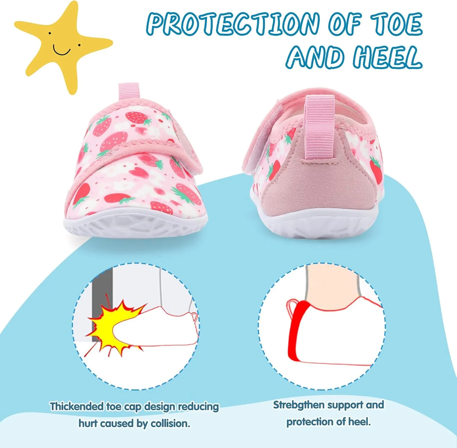 shopUAL Toddler Water Shoes Kids Girls Boys Beach Aqua Socks Skin Barefoot Walking Water Shoes Quick Dry Non-Slip Breathable Swim Pool Surf