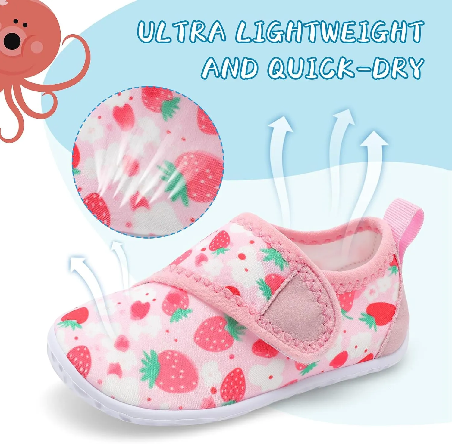 shopUAL Toddler Water Shoes Kids Girls Boys Beach Aqua Socks Skin Barefoot Walking Water Shoes Quick Dry Non-Slip Breathable Swim Pool Surf