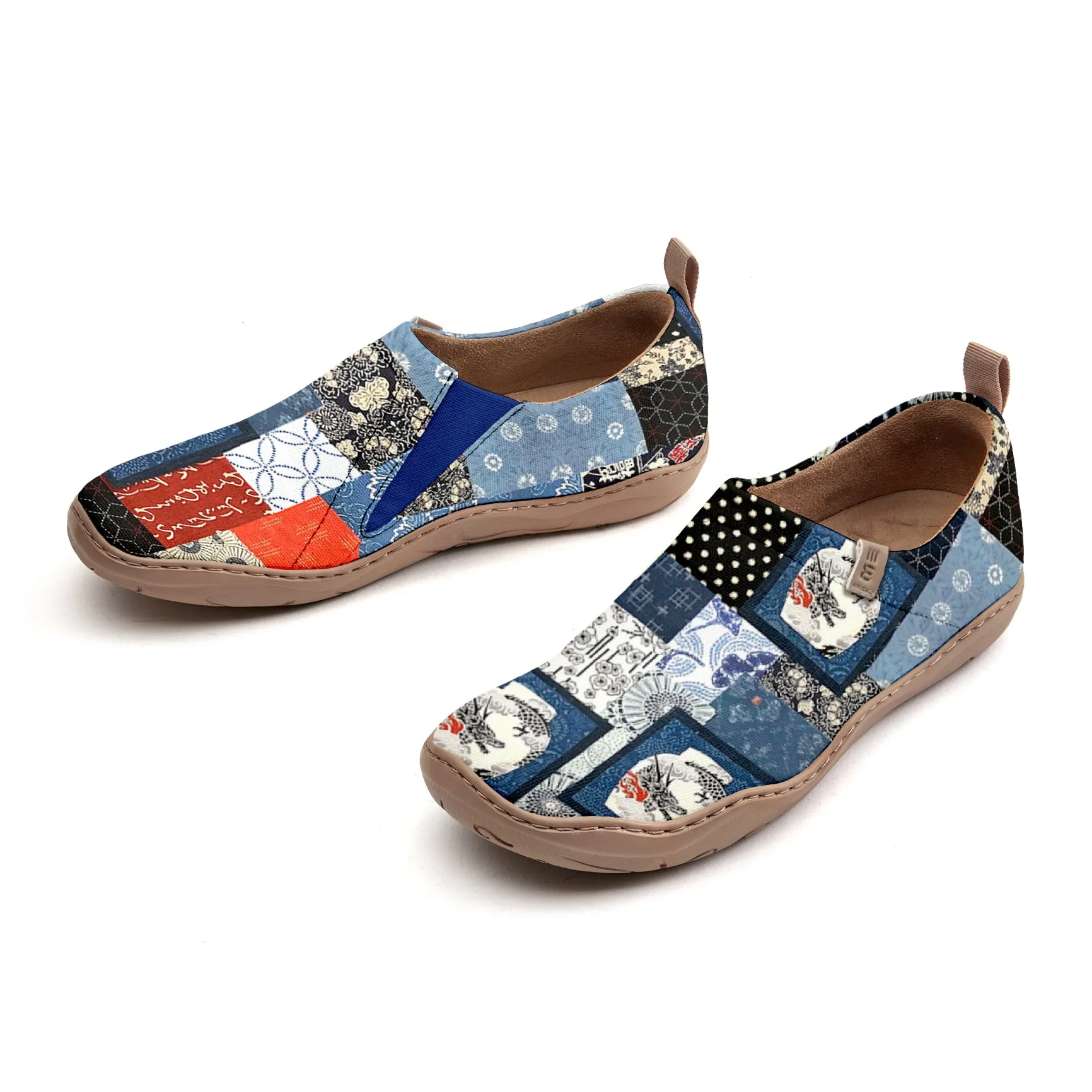 Yiume Women's Art Slip-On Casual Canvas Shoes Japanese Patchwork Painted,100% Cotton