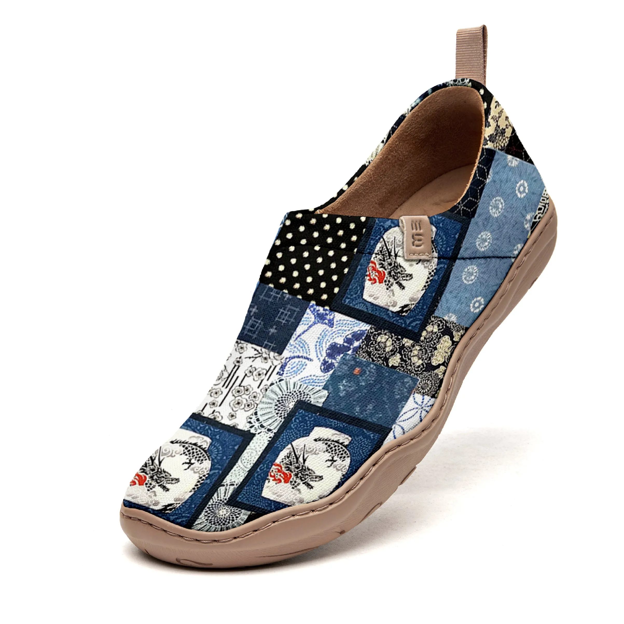 Yiume Women's Art Slip-On Casual Canvas Shoes Japanese Patchwork Painted,100% Cotton