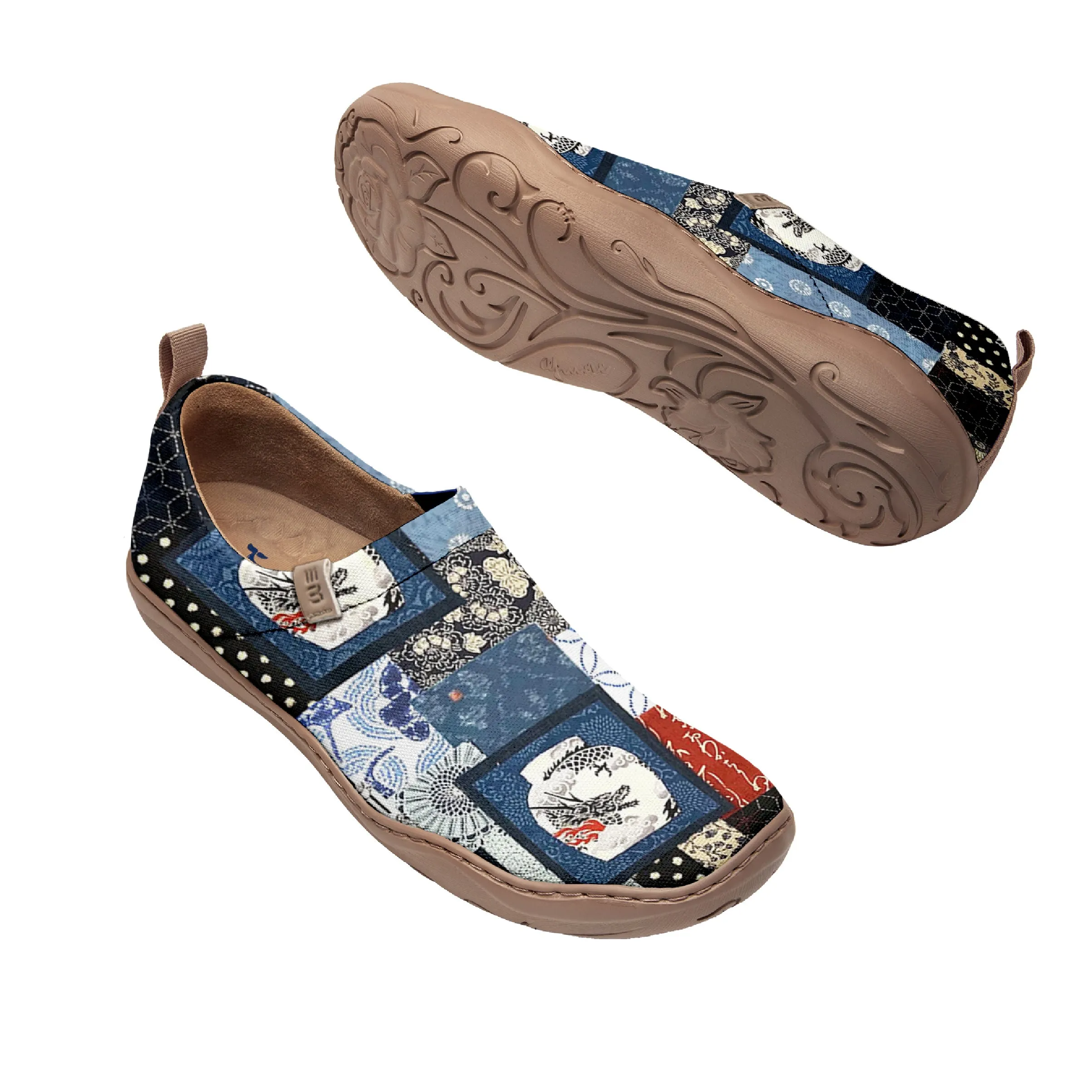 Yiume Women's Art Slip-On Casual Canvas Shoes Japanese Patchwork Painted,100% Cotton